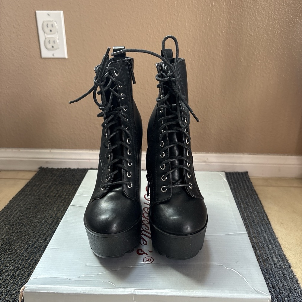 Black Lace-Up Ankle Boots